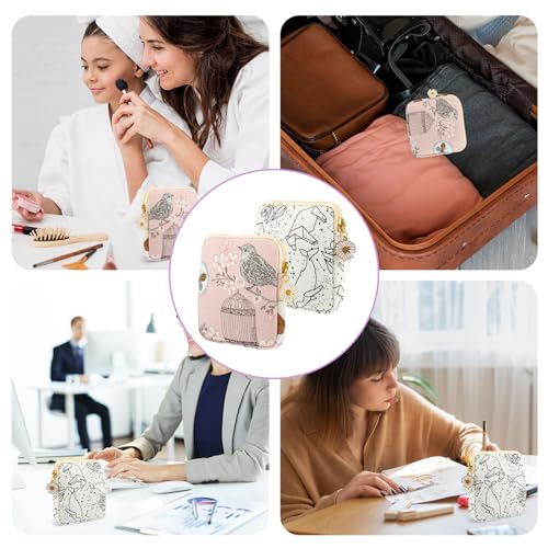 Image of 2PCS Sanitary Napkin Storage Bag, Portable Period Bag Cute Tampon Pad Bag Period Pouch with Daisy Zipper Menstrual Pad Pouch Purse for First Period Gifts Feminine Care
