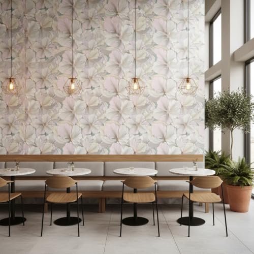 Image of Pink Floral Wallpaper for Walls | Peel and Stick Self Adhesive Wall Sticker | Waterproof PVC Vinyl Decorative Wall Decor for Home, Living Room, Bedroom & Office (45x300 cm)