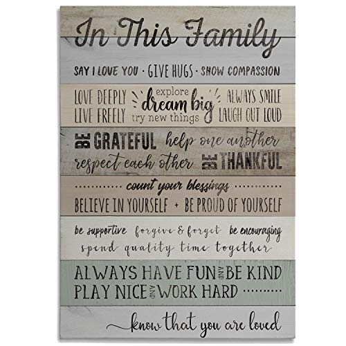 Renditions Gallery Rules Modern Artwork Print for Home Office Room Gallery Wrapped Canvas Wall Art Decor, 18x27, in This Family