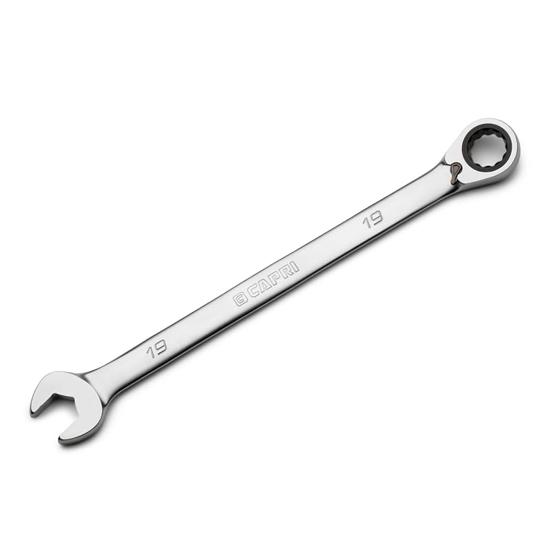 Chave Combinada com Catraca Reversível Capri Tools 19 mm, 120 Dentes, Série XL, 12 Pontas, CP15819