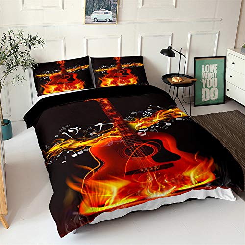 Parure de couette guitare basse microfibre imprimé 3D premium