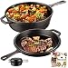 Produktbild Overmont Gusseisen Topf Brot Backen - Gusseisen Bräter mit Deckel Langem Griff- 2in1 Cast Iron Pot mit Rezeptbuch - einsatzfertig eingebrannt- für Küche Camping Garten BBQ Backen Gasgrill