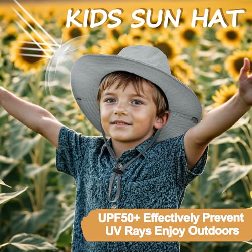 Image of Outdoor Kids Sun Hat UPF 50+ Quick Dry Foldable Bucket Hat Lightweight Adjustable Fishing Safari Hat for Girls and Boys