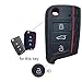 Produktbild Wabenförmig Silikon Key Cover Case Seat Schlüssel Gehäuse Schlüsselcover Schluessel Huelle Fuer Klappschluessel Rline Schlüsselhülle Schlüssel Hülle 3 Tasten for VW for Leon 5F SC ST 1PC Schwarz