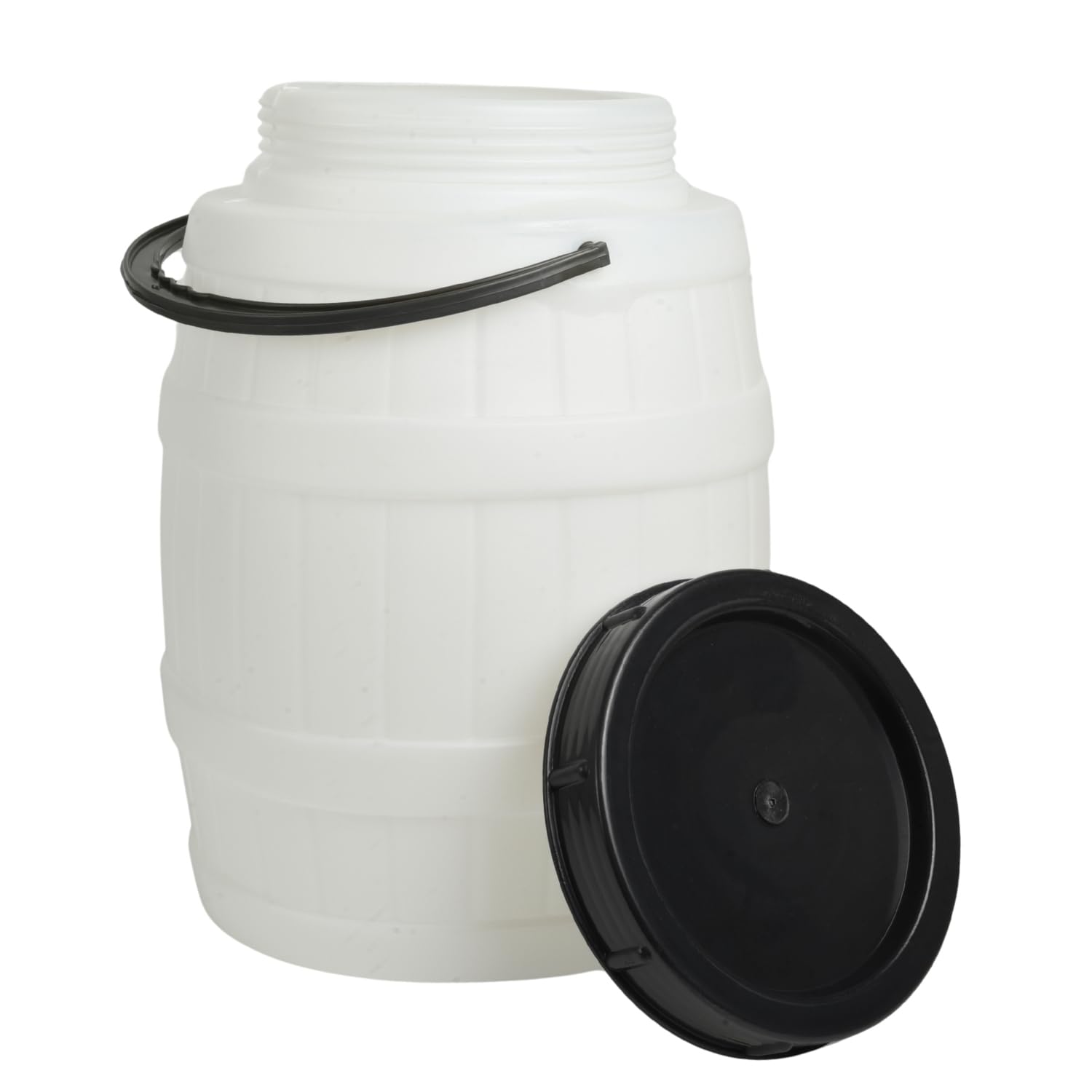 Food-Safe Plastic Barrels with Screw-On Lid – Durable Storage Drum for Fermentation, Water, and Food, Lightweight with Handles (12L Barrel with Handle) — image 1