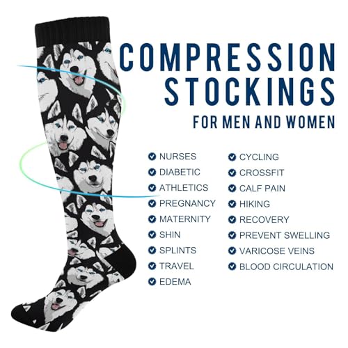 Image of Wusikd Heartbeat Symbol Compression Socks for Women and Men Circulation Black Long Socks for Athletic Running 1