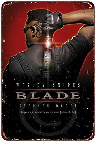 MILANDA Tin Sign Blade Movie Poster Wesley Snipes Vintage Reproduction Metal Sign 8 x 12 Inches