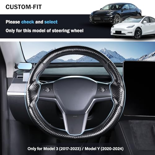 Steering Wheel Cover for Tesla Model 3 (2017-2023) / Model Y (2020-2024),Anti-Slip,Comfortable Grip, Breathable,Customized for Tesla Model 3/Y Accessories,Matte Black - Image 3