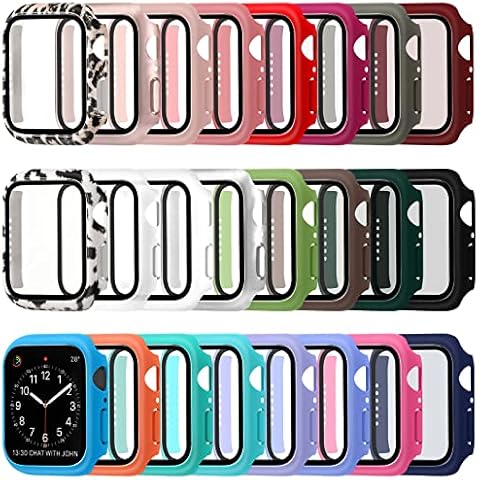 Sieral 24 Pcs Smart Watch Screen Protector Watch Bumper Case Hard Pc Case with Tempered Glass Screen Protective Cover Compatible with Iwatch for Men Women, Assorted Colors (41mm) Cover