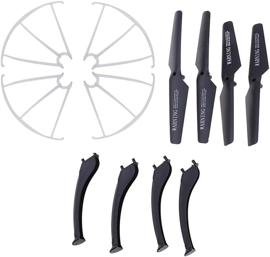 Spare Parts Propellers, Propeller Guards and Landing Skid for Cheerwing Syma X5SW X5SW-V3 Drone (Black)