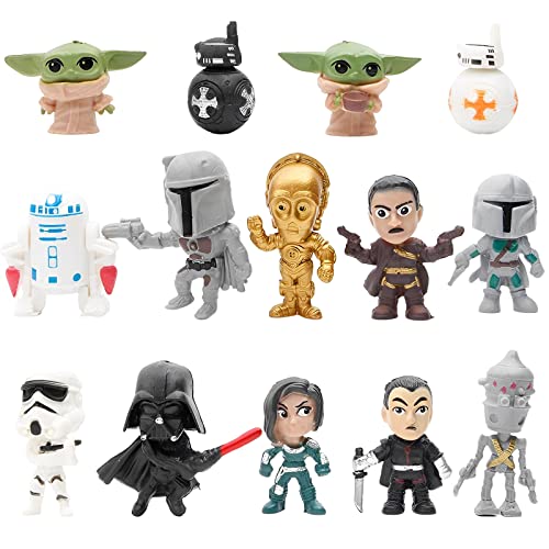 Star Wars Figuras, 14 Piezas WKxinxuan Yoda Decoración Cumpleaños, Figuras Anime Decoracion Fiesta...