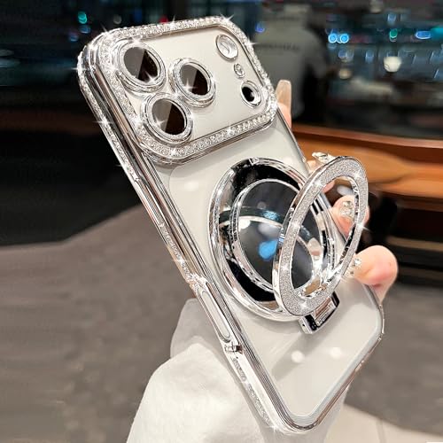 Consejos para Comprar Fundas para Mujer - 5 favoritos. 48 Funda magnética de diamantes brillantes para iPhone 17 Pro Max transparente con espejo de maquillaje brillante, anillo de soporte invisible 17 Pro Max, funda para mujeres y...
