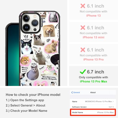 MOSNOVO Case for iPhone 13 Pro Max, [10ft 4X Military-Grade Drop Protection] Durable & Shockproof Phone Case Cover Design for iPhone 13 Pro Max - The Cat Brigade - Clear Black by MOSNOVO - Image 2