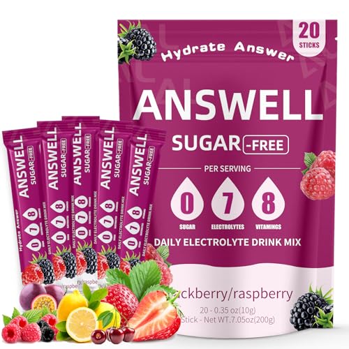 Image of Electrolytes Powder Packets Sugar Free - Liquid Daily IV Drink Mix for Rapid Hydration & Party Recovery | 6 Vitamins & 7 Electrolytes | 20 Sticks | (20 Count (Pack of 1), V5-Berry)
