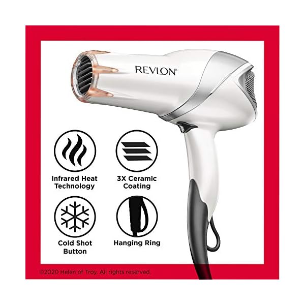 REVLON-1875-Watts-Infrared-Heat-Hair-Dryer-for-Max-Drying-Power-White REVLON Infrared Hair Dryer | 1875 Watts of Maximum Shine, Softness and Control, (White)