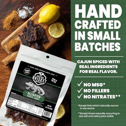 ALLIGATOR JERKY β 100% Alligator Meat - Exotic Wild Game Snack - 5
