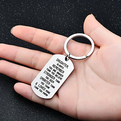 Daughter Always Remember You Are Braver Strong Smarter Than You Think Key Chain Ring Stainless Steel (Daughter Key Chain) #TOP1