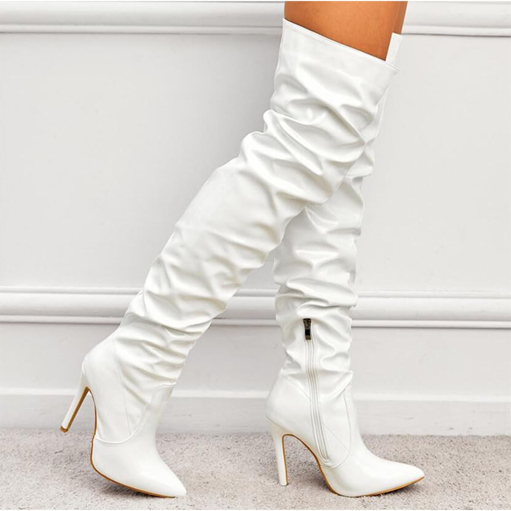 Botas Mujer Altas Invierno Elástico Vintage Boots de Nieve Casual