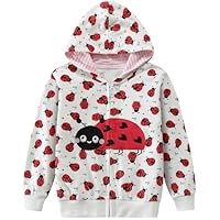 EULLA Children's Girls' Zip Up Hoodie Sweat Jacket Hooded Jacket Hooded Jacket Hoodie Long Sleeve Cotton Unicorn Pullover Hoodie Sweatshirt with Zip 92 98 104 110 116 122, 8# White Love Ladybird, 92