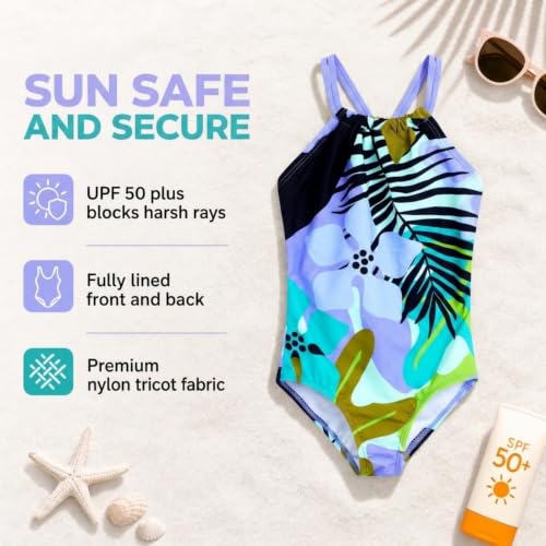 Image of Kanu Surf Girls Jasmine Beach Sport Halter One Piece Swimsuit