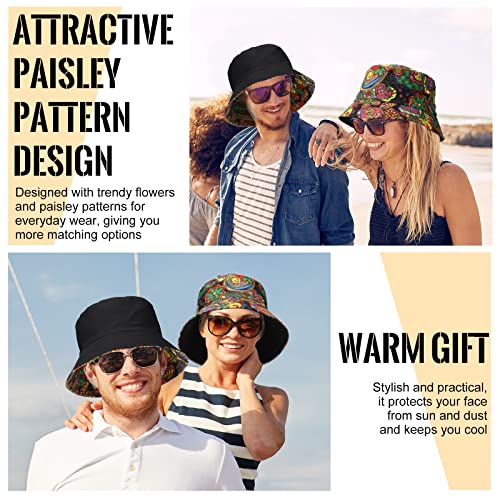 Sombrero de Pescador Reversible Unisex de Moda con Patrón de Cachemir Gorro Colorido de Cubo Plegable de Doble Cara Accesorios de Colores para Verano Playa - imagen 5