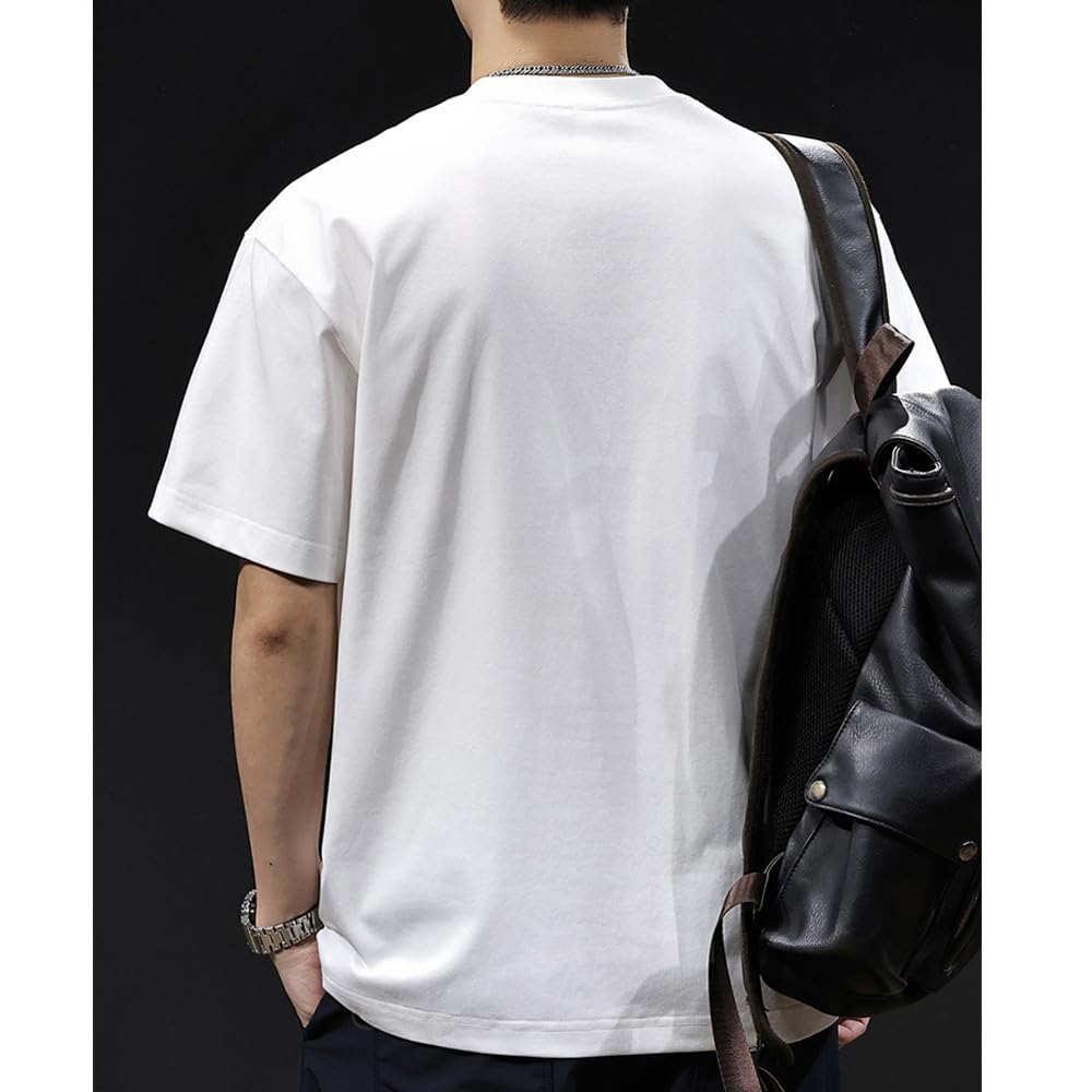 [Yeecan] tシャツ メンズ 半袖 綿 丸首 夏服 メンズ 無地 通気性 柔らかい 軽い 速乾 カジュアル ゆったり オシャレ かっこいい 夏 ティーシャツ 大きいサイズ - 3