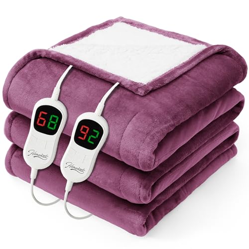 Image of Homemate Electric Heated Blanket Queen - 84 inchx90 inch Heating Bed Blankets Throw with 10 Heating Levels 8 Hours Auto Off Fast Heating Over-Heated Protection Ultra Soft Warm Flannel ETL Certified Purple