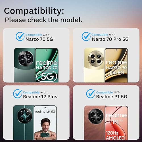 Image of Military-Grade Gorilla Tempered Glass Screen Protector for REALME P1 / 12+ / NARZO 70 / NARZO 70 PRO (High Clarity) Full Screen Coverage, Scratch & Shockproof with Easy Installation Kit