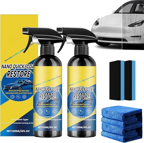 2Pcs Ceramic Coating Car Spray Wax Quick Effect Coating Agent for Shine and Protection 3 in 1 High Protection Quick Effect Waterless Wash Coating for Paintwork Protection High-Gloss Finish