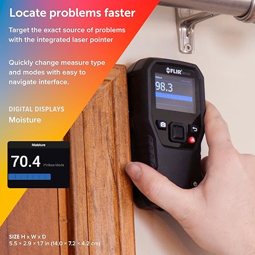 Image of FLIR MR160 Imaging Moisture Meter with IGM Technology: Thermal Imaging, Pin & Pinless Detection, 80x60 Resolution, METERLiNK App, Rechargeable Battery - for Home Inspection & Mold Remediation | 80x60 thermal imager, METERLiNK app, rechargeable, 9999 image storage, home inspection, mold remediation