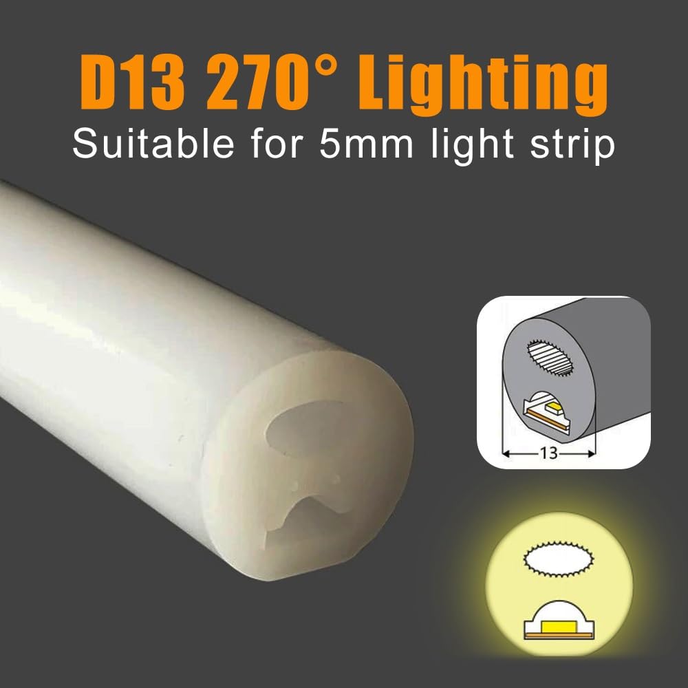 Tubo al neon rotondo in silicone da 1-5 m for strisce luminose a LED(D13 270 Degree Light-9.84FT)