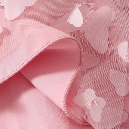 Toddler Girls Tulle Dress Kids 3D Butterfly Applique Ruffle Straps Smocked Button A-Line Summer Dresses 1-5 Years4
