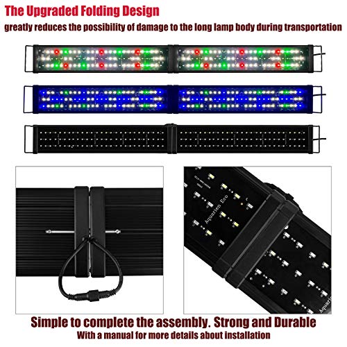 Image of Upgraded Remote Control Aquarium Light 48-60 inch Multi-Color LED Hood Lamp Dimmable Timing for Freshwater Marine Plant Fish Tank Light Foldable Decorations (24 inch+24 inch)