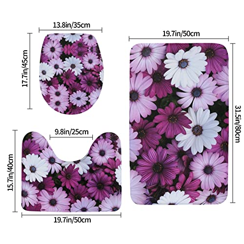 Teppichmatten mit Blüten-Druck, Badematte, Badezimmerteppich, 3-teilig, + Konturteppich, Toilettendeckelbezug – Bild 4