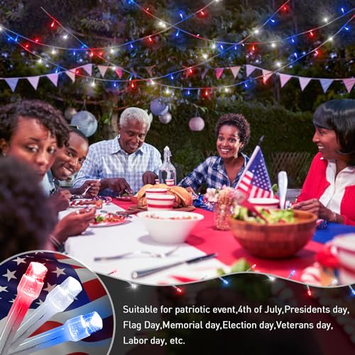 Jmexsuss 14 Red White & Blue Lights Clear Wire, 66 Ft 200 Led 4Th Of July Decorations String Lights Plug In, Christmas Lights For Independence Day Celebration Party Memorial Day Patriotic Holidays Decor thumb #2