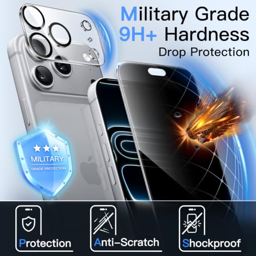 Image of JETech Privacy Screen Protector for iPhone New Pro Max, 2+2 Pack