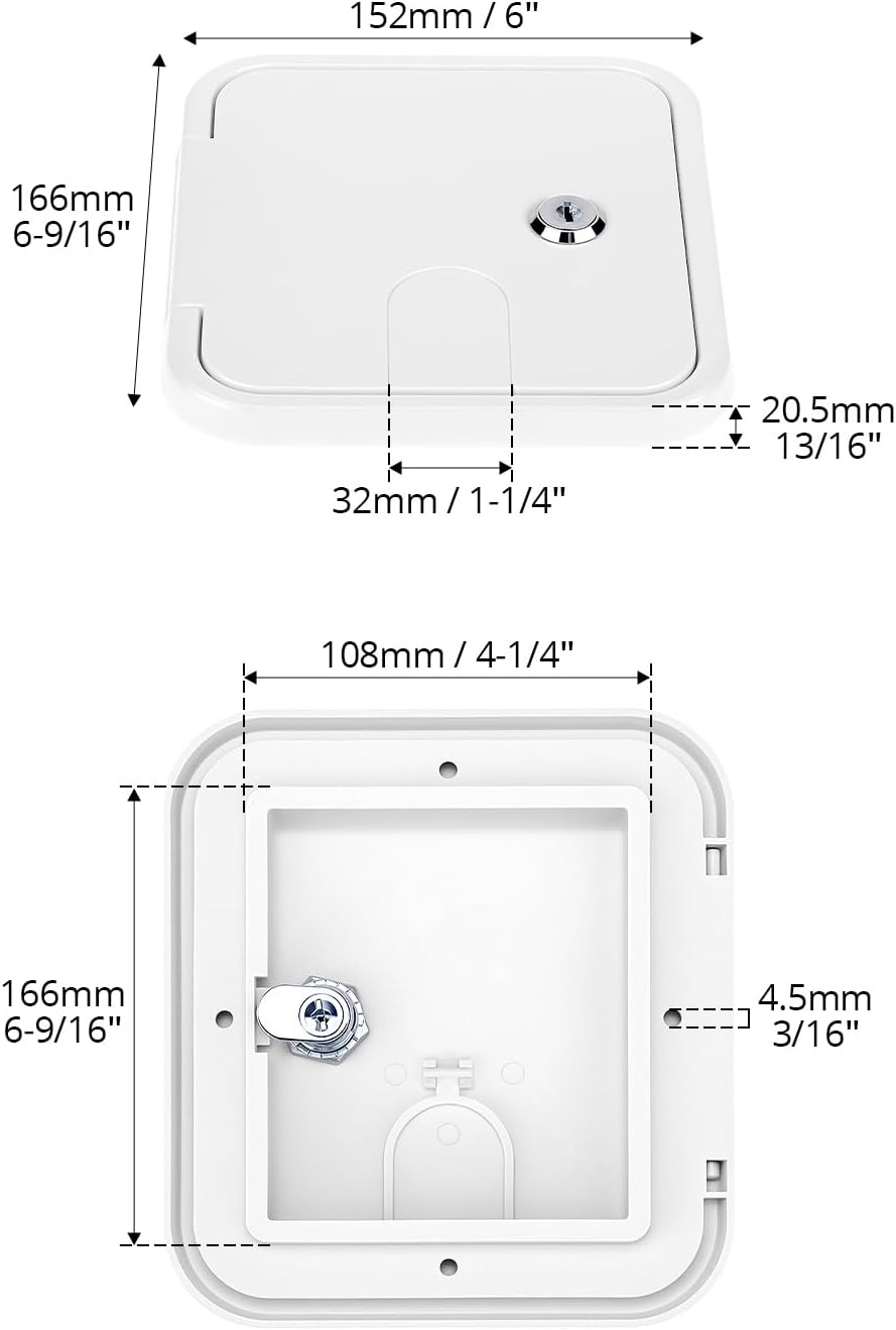 QWORK RV Access Door, ABS RV Electric Cord Trailer Cable Hatch, 5.9" x 6.5" Camper Hose Storage Cover