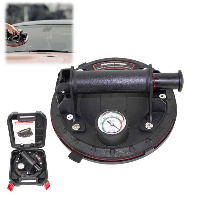 【AAGWW】真空引き抜き器 吸盤 重いポンプ式吸盤 圧力計付き 強力吸着 ワンキー操作 車両のへこみ修理 ガラス吸盤 タイル 床板引き抜き器 運搬用 多機能 取り外し可能 操作簡単（デザイン：重いポンプ式吸盤（二重層/圧力計付き），1個入り）