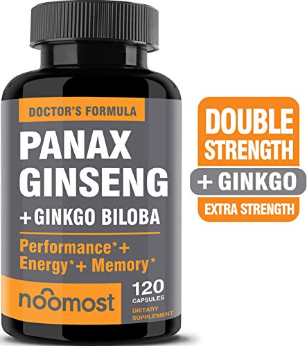 Authentic Korean Red Panax Ginseng + Ginkgo Biloba, 120 Vegan Capsules, Ginseng Root