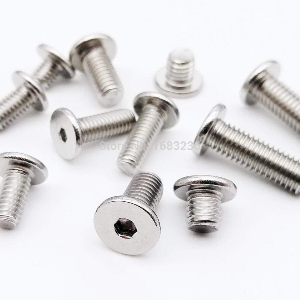Ochoos 10/50pcs M3 M4 M5 A2-70 SUS 304 Stainless Steel Hex Hexagon Socket Ultra Thin Super Low Short Flat Wafer Head Allen Screw Bolt - (Thread Diameter: M3 50pcs, Length: 4mm)