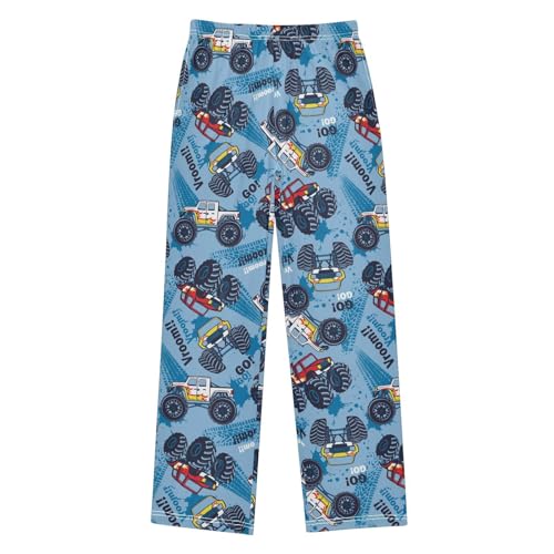 ZZXXB Machinery Car Print Boys Long Pants Soft Trousers Elastic Waist Kids Lounge Bottoms with Pockets S-XL