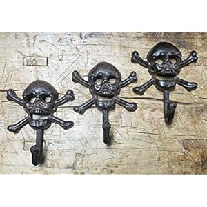 Miabe cast iron supplies for skull and crossbones towel hanger coat hat hooks hook pirate jolly roger for home decorbrown  urban country home decor