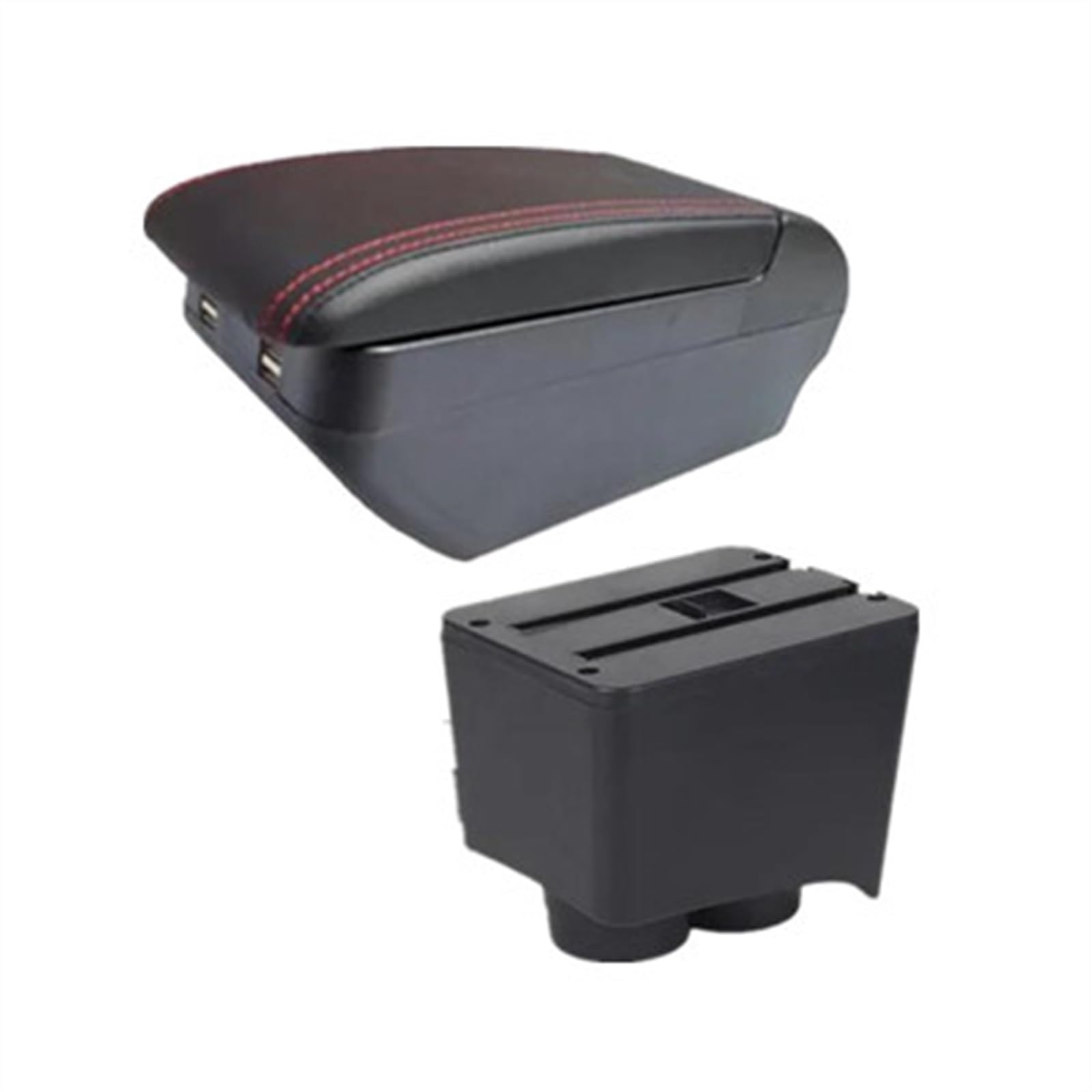 NOHEEU Car Armrest Box 2002-2009 Interior Retrofit Storage Accessories For Polo 9N 3 Mk4(H red line)