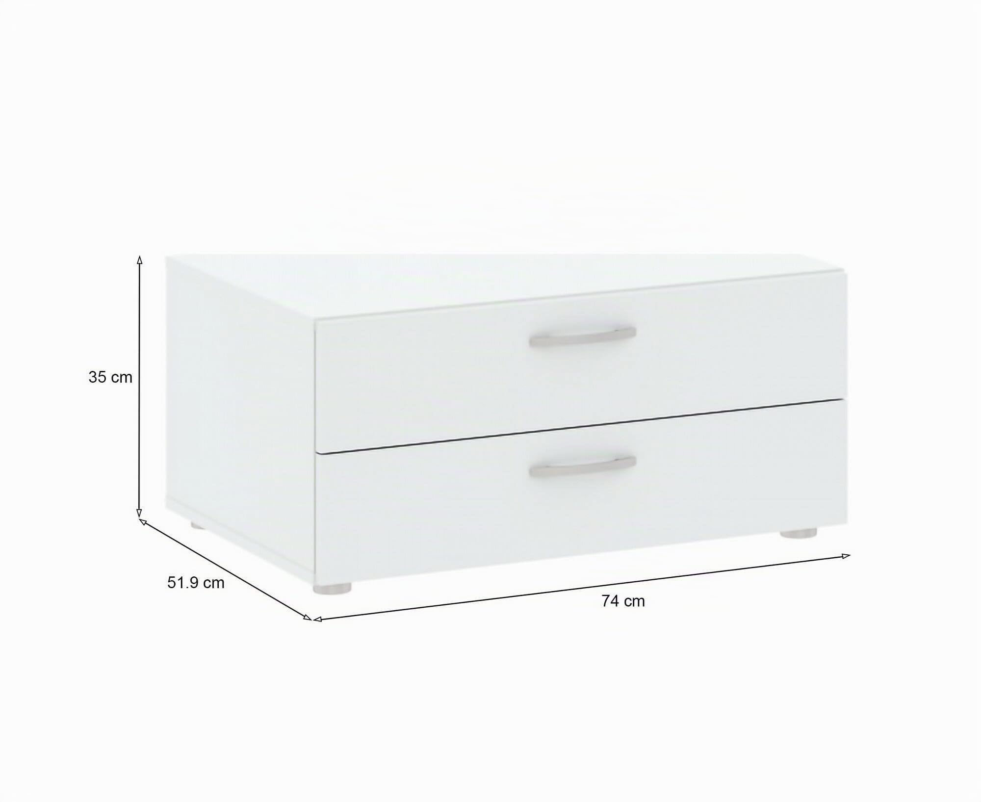 Dmora - Cassettiera Limerick, Settimino multiuso, Comò camera da letto, Mobile con cassetti, 74x52 h35 cm, Bianco