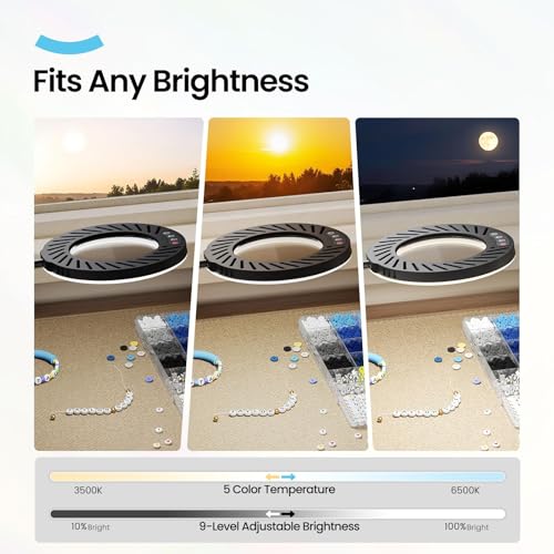 ARTDOT 10X Lupe mit Licht und Ständer, Lupenleuchte mit 144 LEDs, 5 Einstellbare Farben und 10 Helligkeitsstufen, als Diamond Painting Zubehör, Lupenlampe für Lesen Basteln Juweliere Modellbau