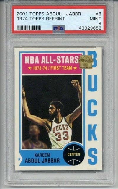 2001 Topps 1974 Topps Reprint #6 Kareem Abdul Jabbar Card Bucks Psa 9 Low Pop - Unsigned Basketball Cards