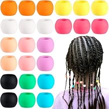 25pcs Silicone Hair Beads for Braid, Soft Pony Beads, Colorful Spacer Accessories for Tassels Bracelets Necklaces Keychains DIY Crafts- 10 Colors