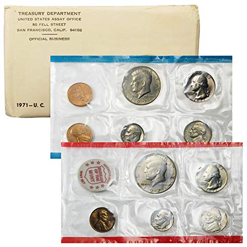 United States Mint 1971 Set - Contains Brilliant Uncirculated Coins Produced at Each Mint During the Year