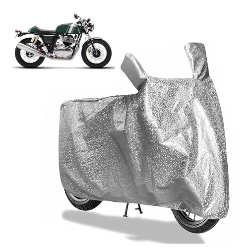 Image of Sulfar Bike Cover for Royal Enfield Continental GT 650 (Cafe Racer) | Waterproof, Dustproof & UV Protected | All Weather Two Wheeler Cover (Silver) New 2026 Variants