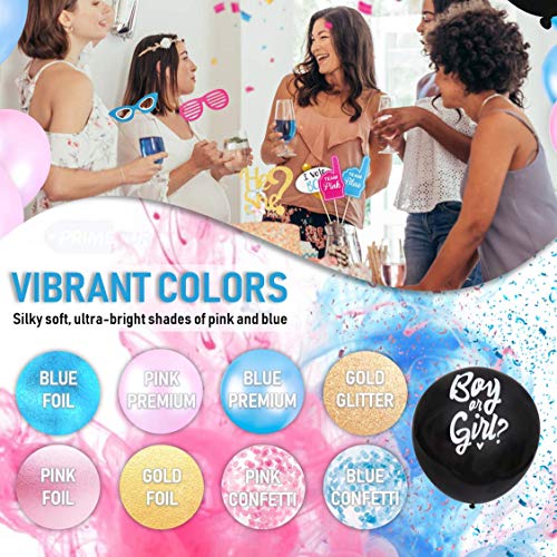 Baby Gender Reveal Party Supplies and Decorations (111 Piece Premium Kit) Pink and Blue Balloons, 36 inch Gender Reveal Balloon, Boy or Girl Banner | Great with Smoke Bombs and Confetti Cannon